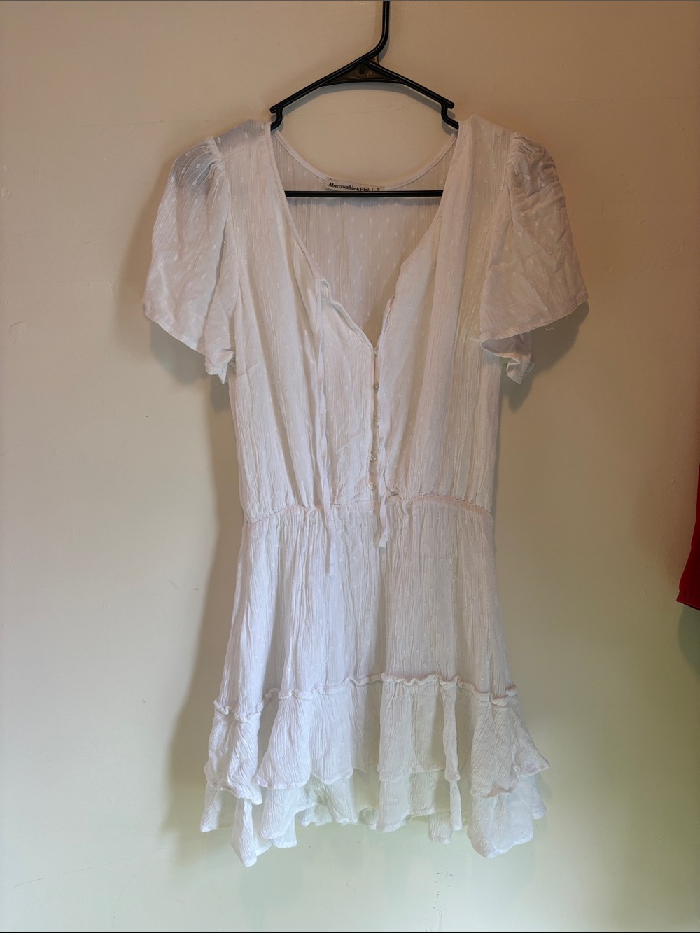 Abercrombie & Fitch White Textured Sleeveless Dress